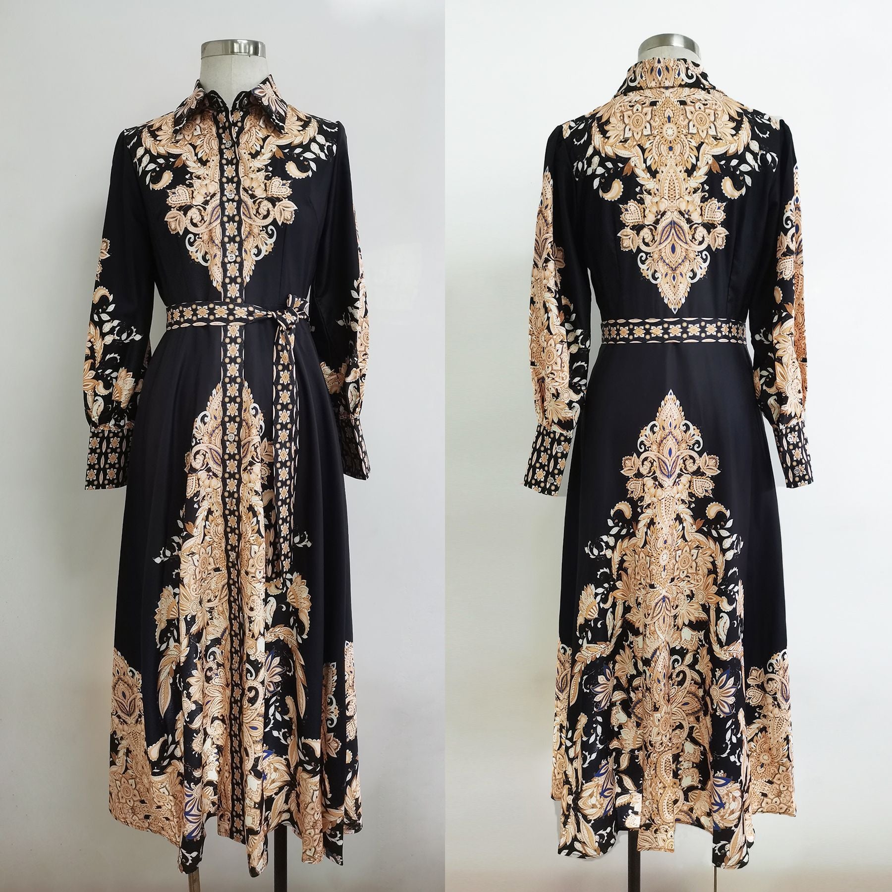Arabic Print Swing Dress