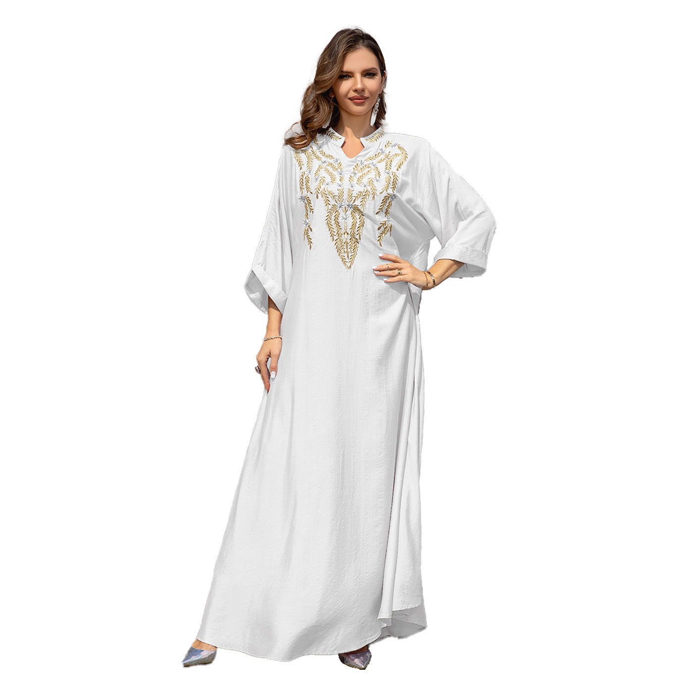 Embroidered Neck Dress