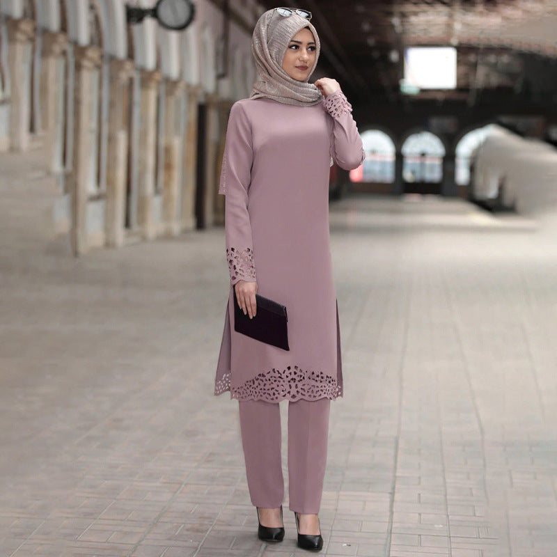 Netted Sleeve Two-Piece Abaya