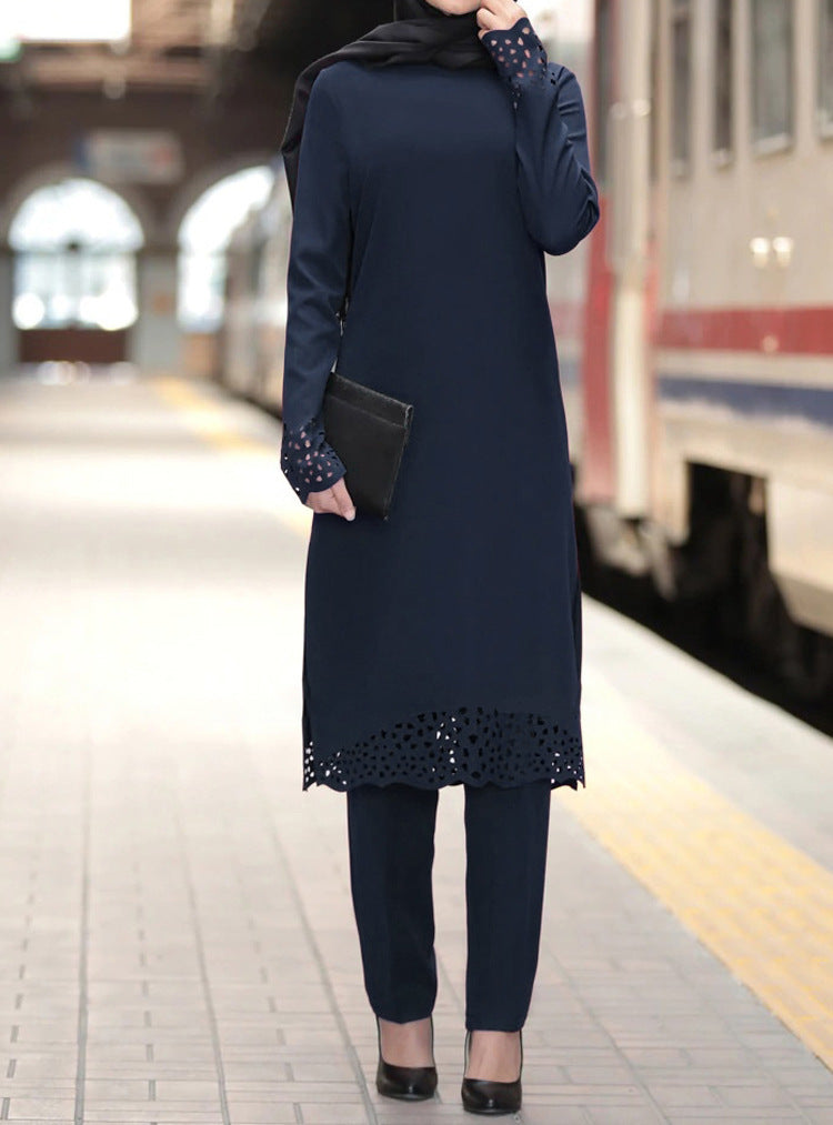 Netted Sleeve Two-Piece Abaya