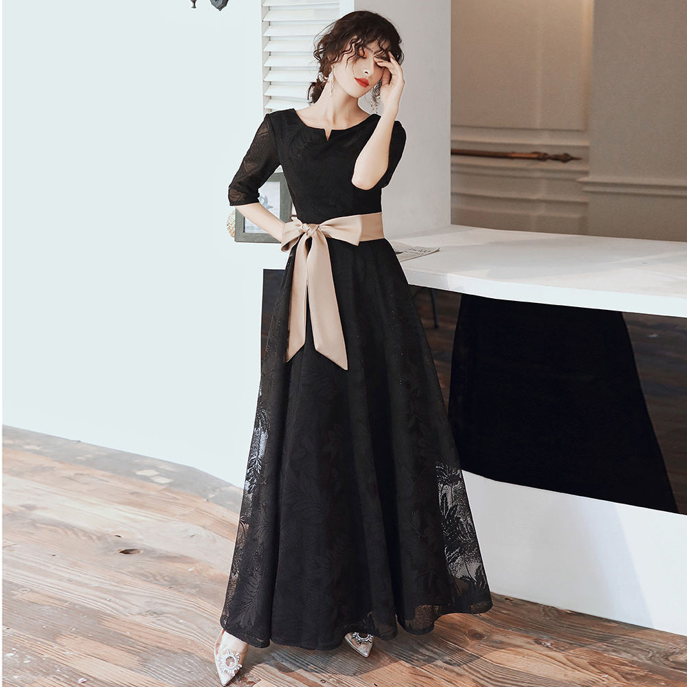 Korean Style Banquet Evening Dress White Lace