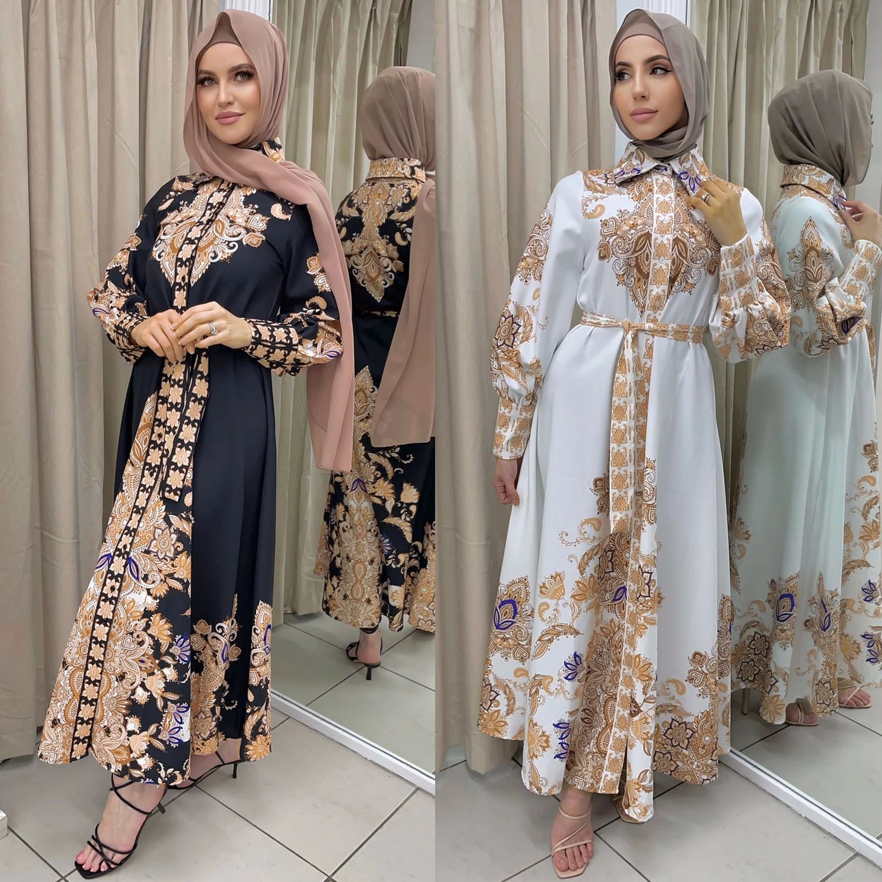 Arabic Print Swing Dress