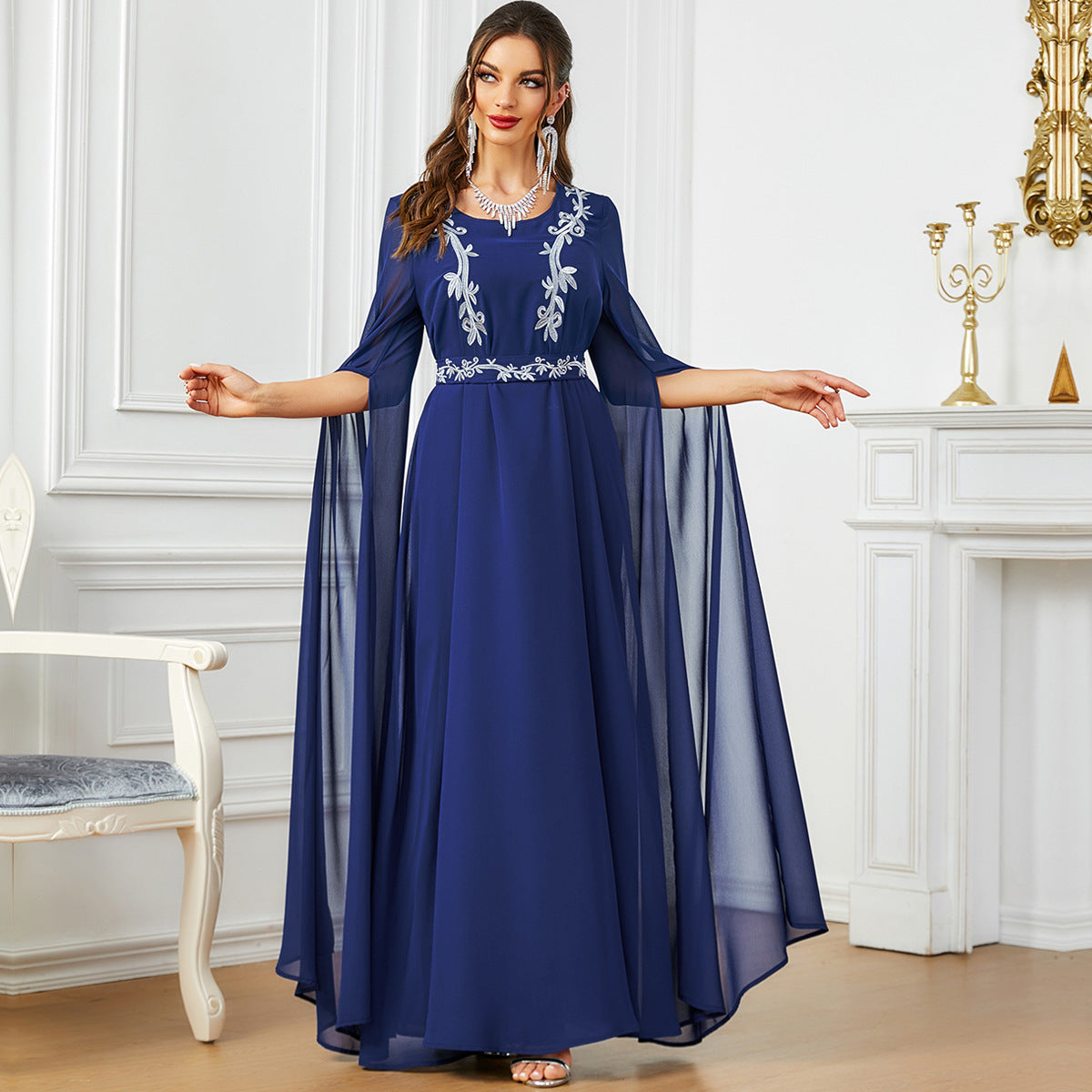 Wide Hem Super Long Sleeve Dress