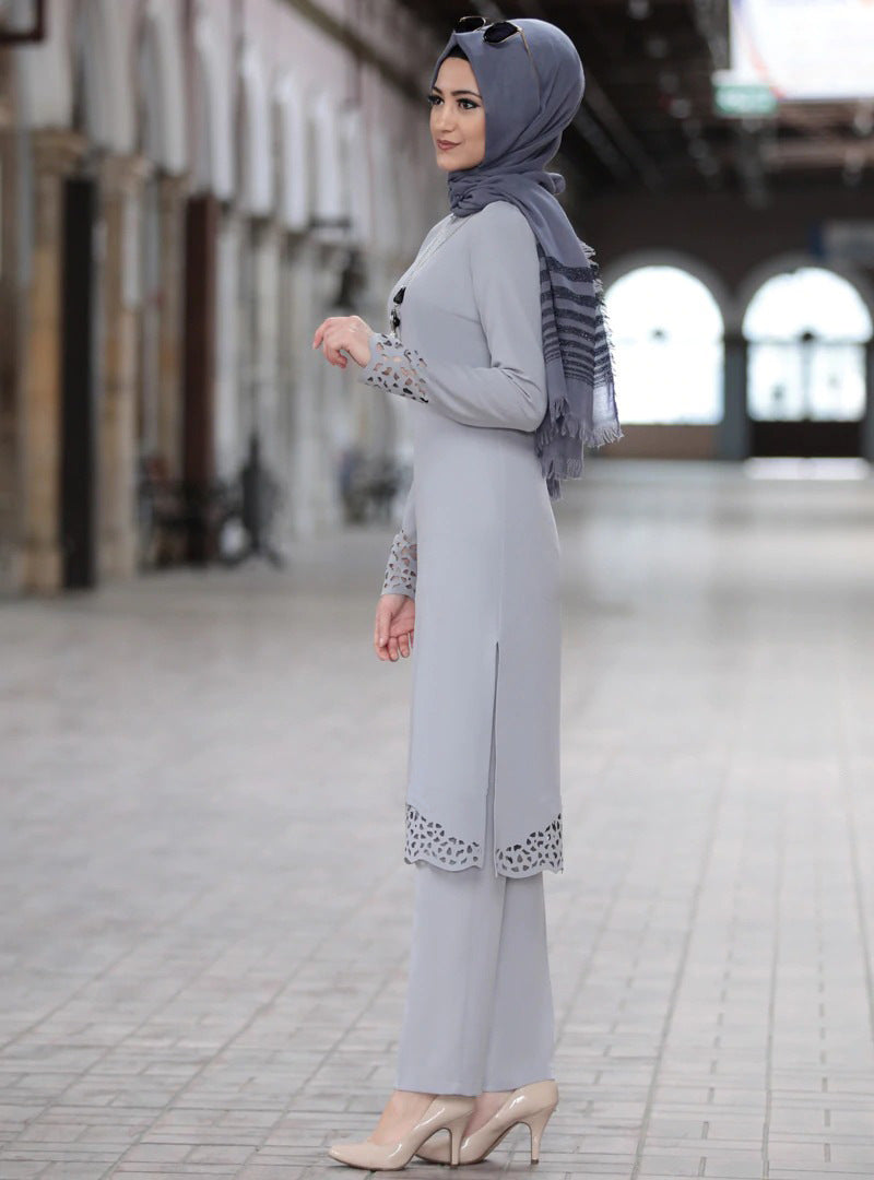 Netted Sleeve Two-Piece Abaya