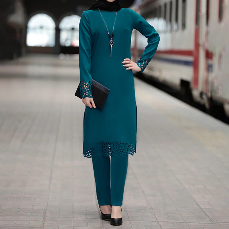 Netted Sleeve Two-Piece Abaya