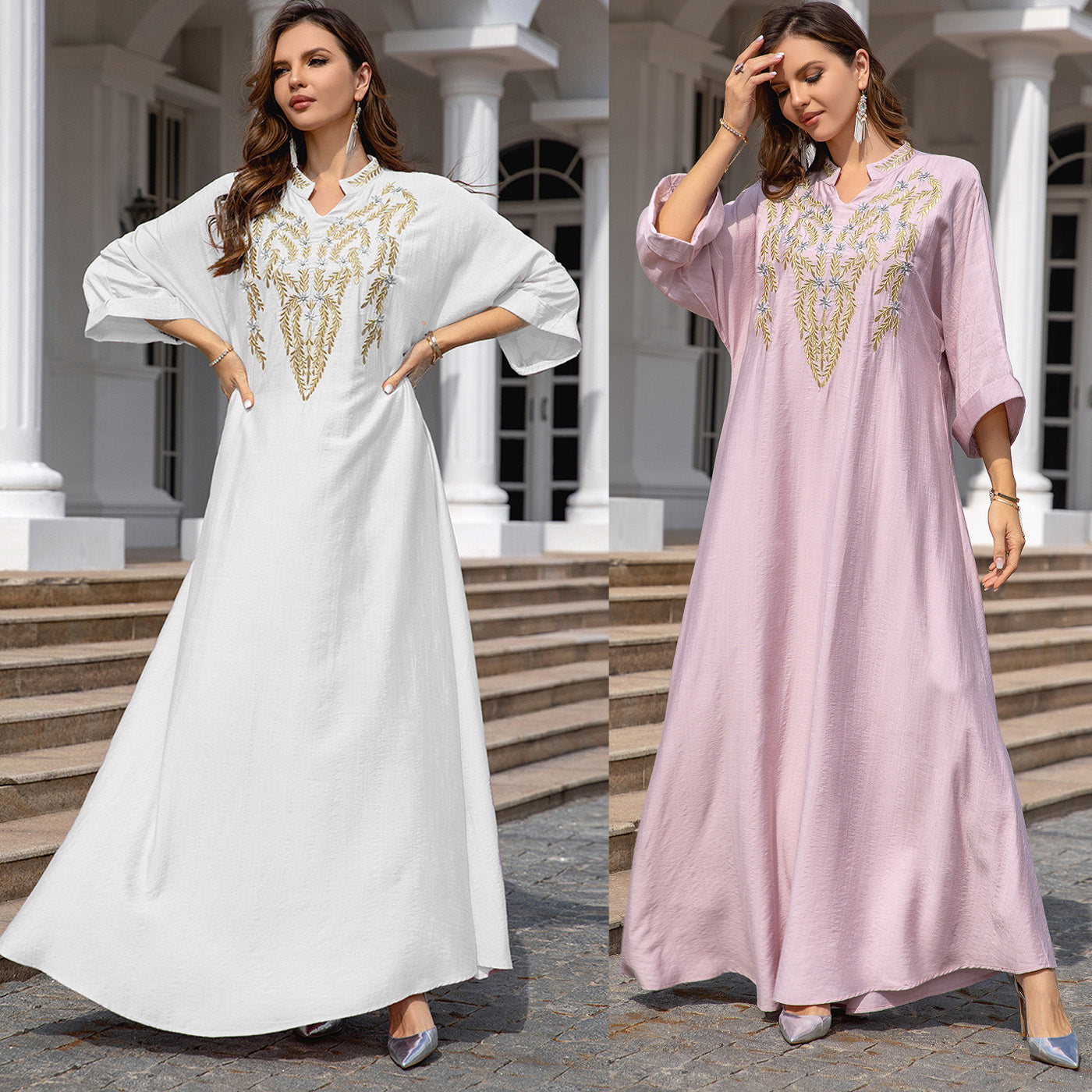Embroidered Neck Dress