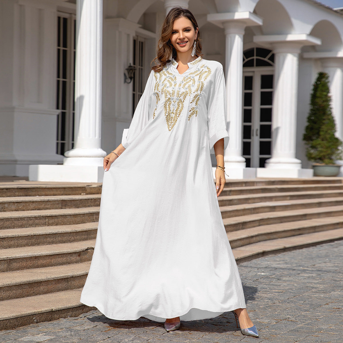 Embroidered Neck Dress