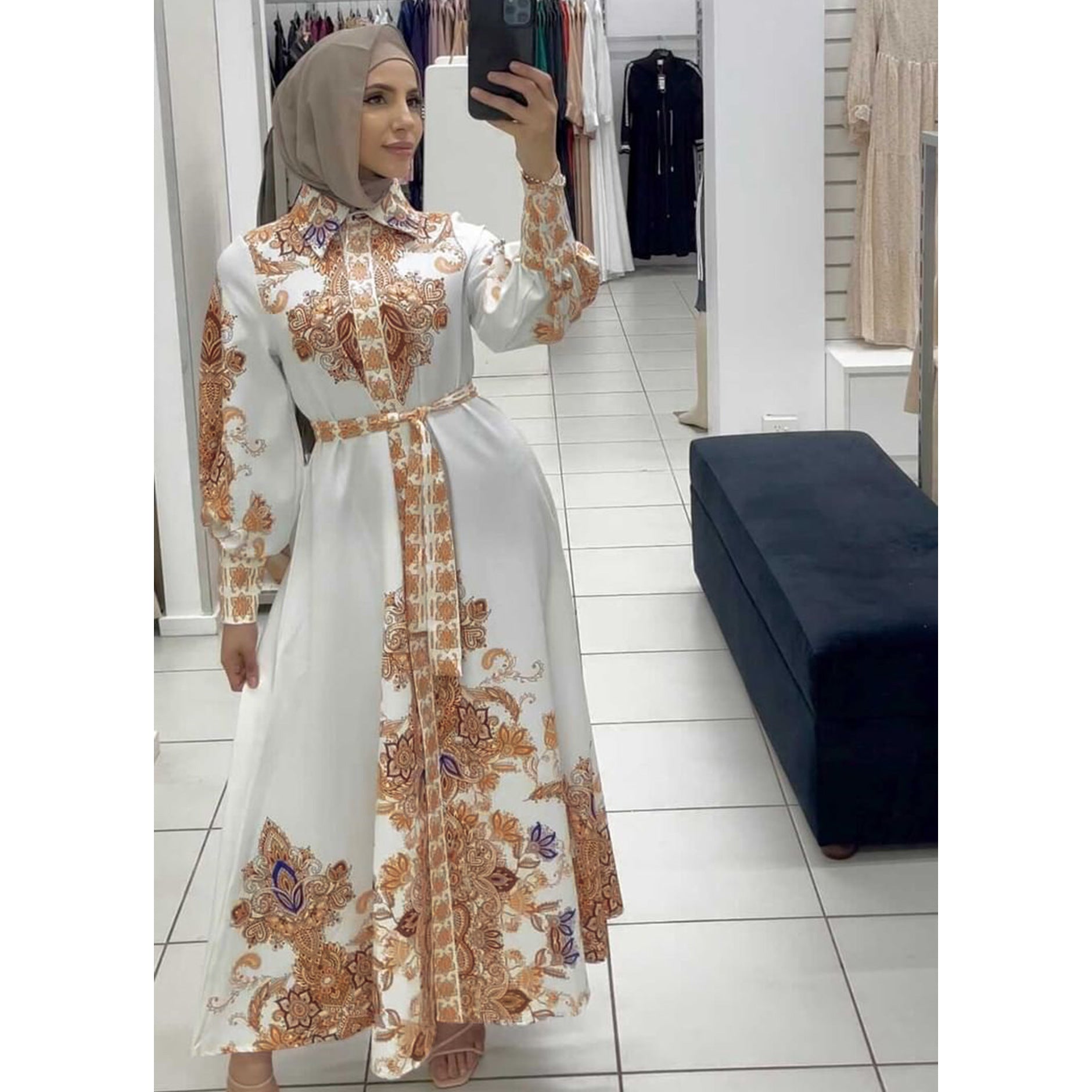 Arabic Print Swing Dress